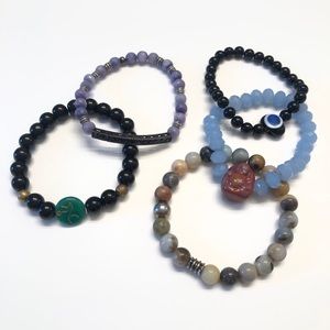 Eclectic set of beaded bracelets